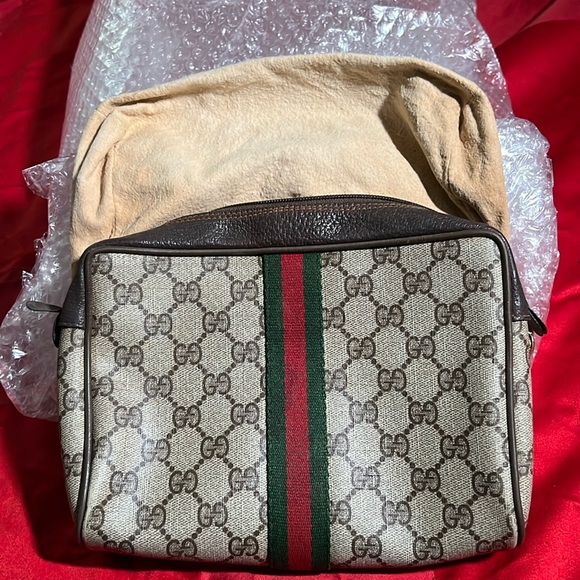 Authentic Gucci GG Supreme Sherry Line Beige/Brown Clutch Bag W/Box NS101277 - Picture 12 of 16